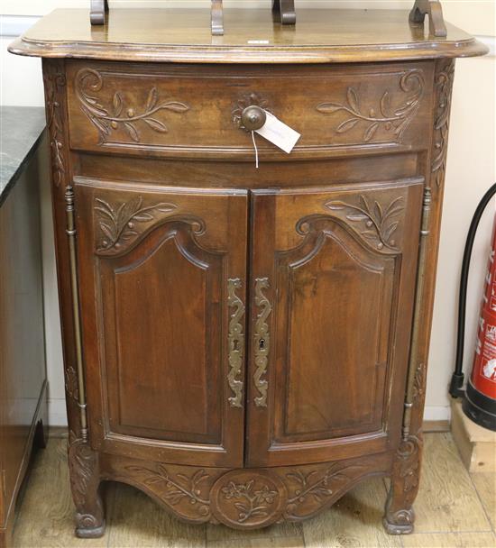 A 19th century French walnut bowfront cabinet, W.79cm